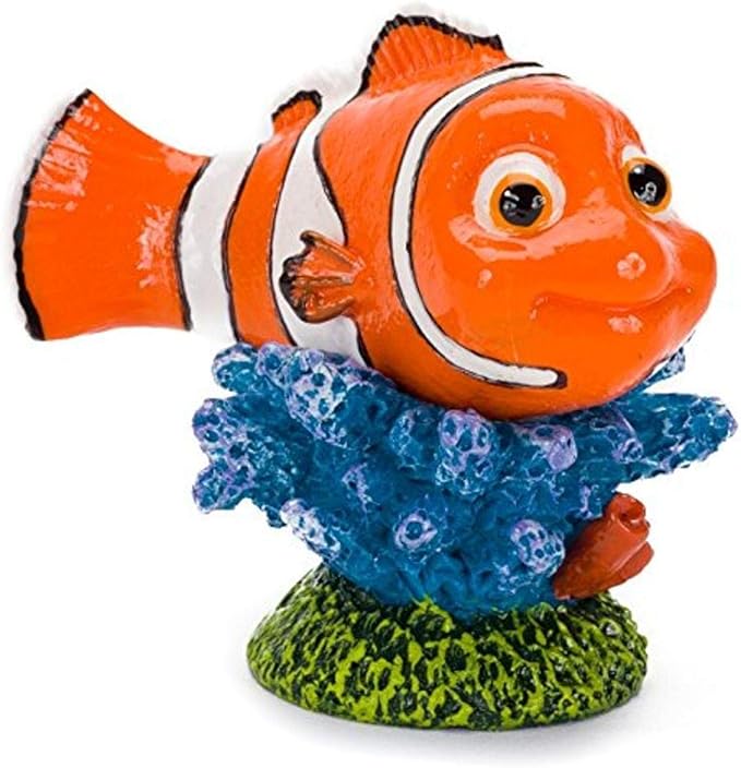 Penn-Plax Finding Nemo on Coral Ornament - Mini Aquarium Decor for Small Freshwater and Saltwater Tanks or Bowls - Durable Fish-Safe Resin Coral Design - Easy to Clean, 2-Inch