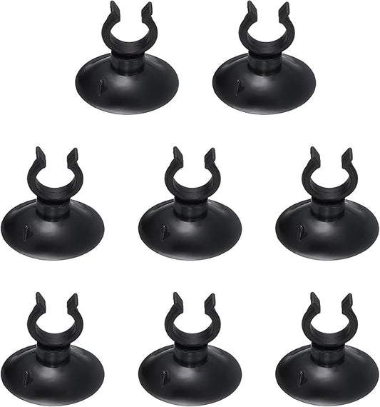 Aquarium Suction Cups, Fish Tank Suction Cups Clips Airline Tube Holders Clamps (Plastic, 8Pcs, Black) for 0.5" Fish Tank Airline Tubing Binding Moss Shrimp Nest, 13x30MM