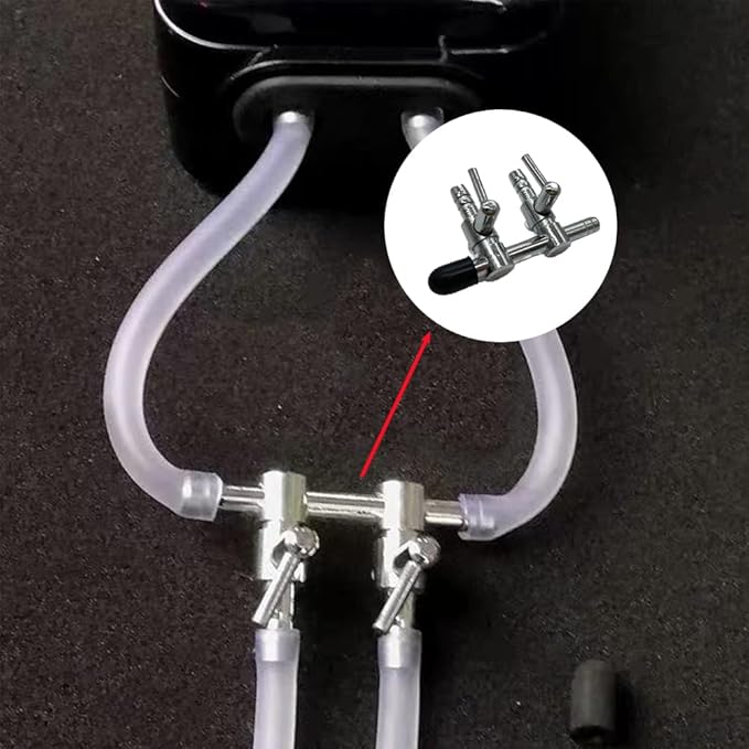 4 Pcs 2-Way Aquarium Air Splitter, Stainless Steel Pump Lever Flow Control Valve for Fish Tank (2 Sizes)