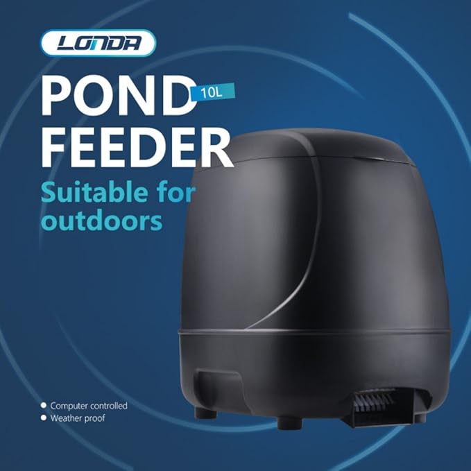 10L Solar/Battery Fish Feeder - 120° Wide-Angle Auto Pond Feeder, 50-1400g/day Adjustable, Weatherproof