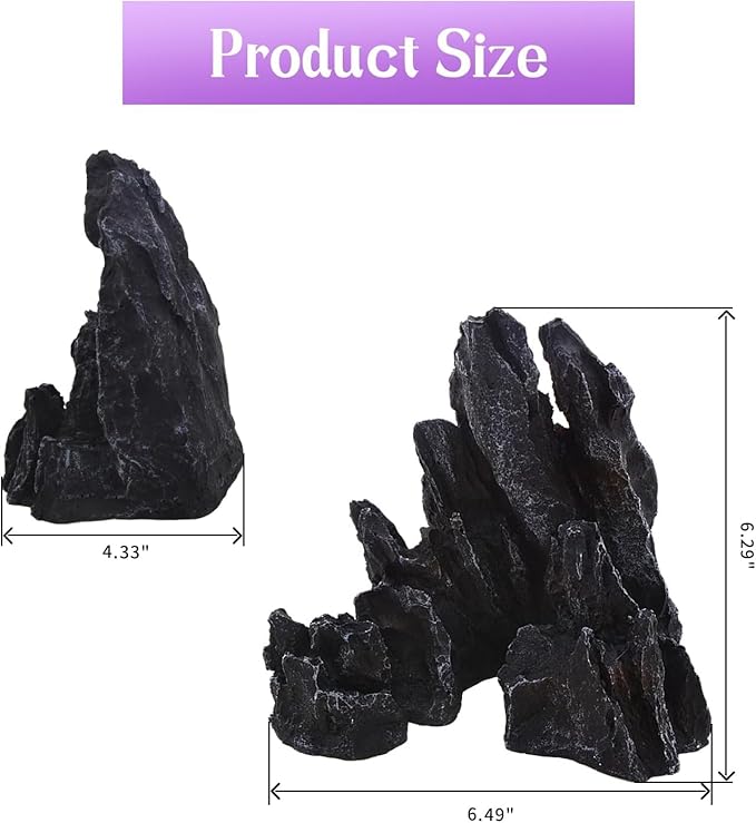 AnRui Aquarium Mountain Artificial Jagged View Stone Decorations Resin Betta Cichlids Hideaway Rock Aquascaping Hiding Cave Hermit Crab Hideout Ornaments (Small)