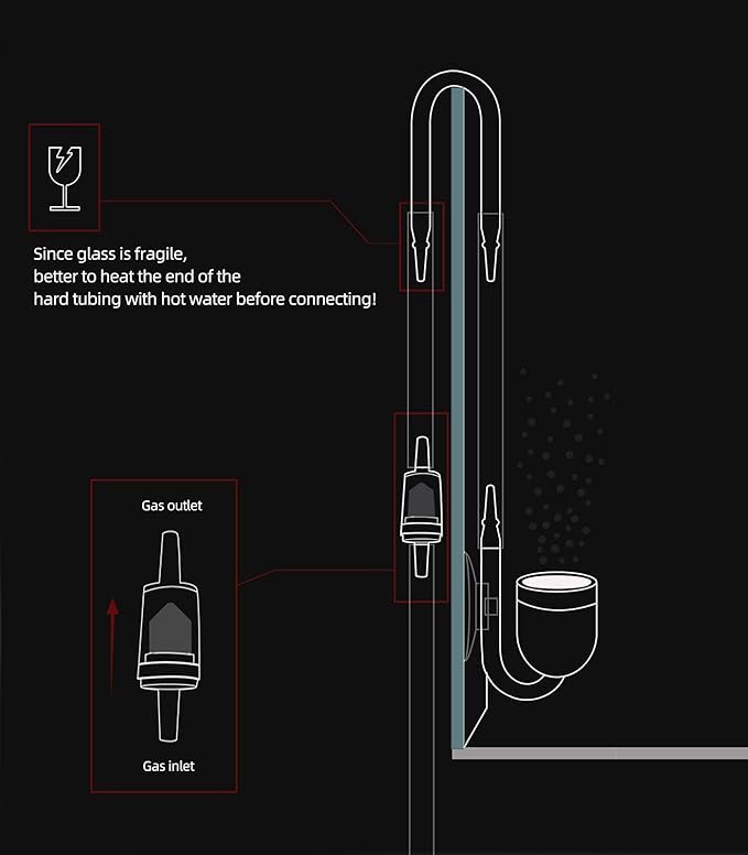Aquarium Glass CO2 Diffuser with U Tube & Inline CO2 Bubble Counter