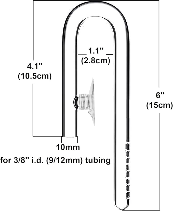 Mini Skimmer Lily Pipe Outflow and Inflow Kit for Nano Planted Tanks (10mm for 3/8'' i.d. (9/12mm) tubing)
