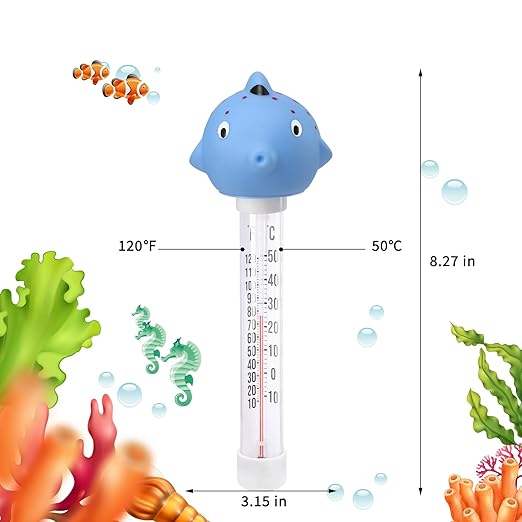 MUMTOP Floating Pool Thermometer, Large Number Easy Read Water Thermometer with String for Indoor Outdoor Swimming Pools, Spas, Hot Tubs and Ice Bath(Fish)
