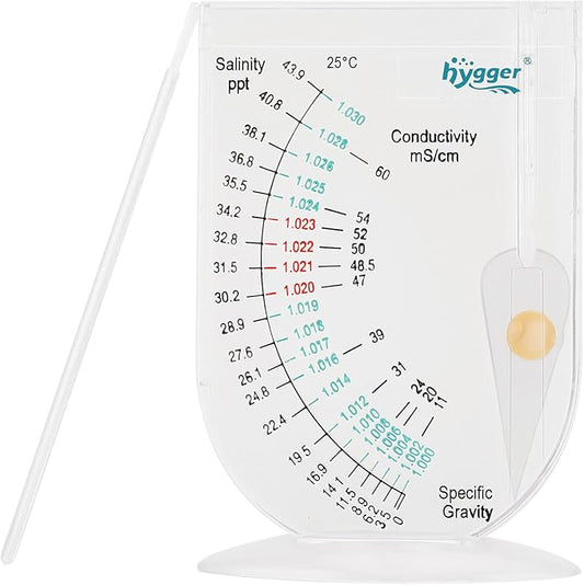 hygger Salinity Tester, Transparent Acrylic Aquarium Hydrometer Sea Specific Gravity Test Salinity Meter for Fish Tank Pond Water Saltwater Freshwater, Accurate Automatic Hydrometer