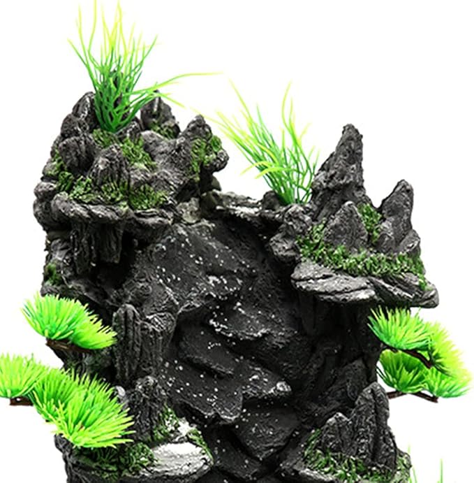 Aquarium Decoration Artificial Resin Stone Rock Mountain Fish for Tank Sand Waterfall Landscape with Realistic Aquarium Mountain Decorations