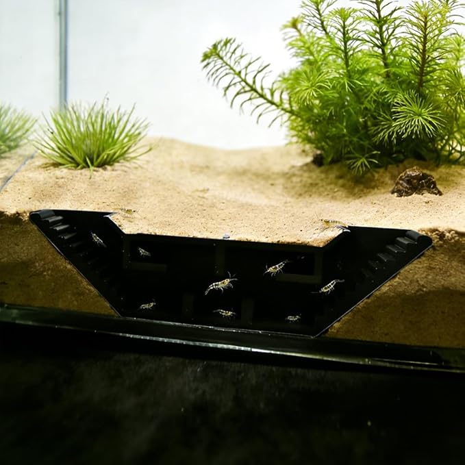 Aquarium Underground Tunnel, Fish & Shrimp Hideout, Fish Tank Decor Decoration Hideout Aquarium Shrimps Breeding Cave Perfect for Small Shrimp, Cherry Shrimp, Dwarf Shrimp (Color:Black)