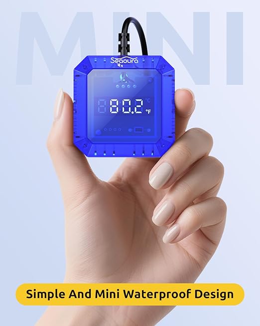 Aquarium Thermometer Submersible, Digital Fish Tank Thermometers with USB for GlassTank, Aquariums Temperature Gauge ±1℉ Accurate, Suitable for Fish, Turtle, Saltwater or Freshwater, 6.56ft Power Cord