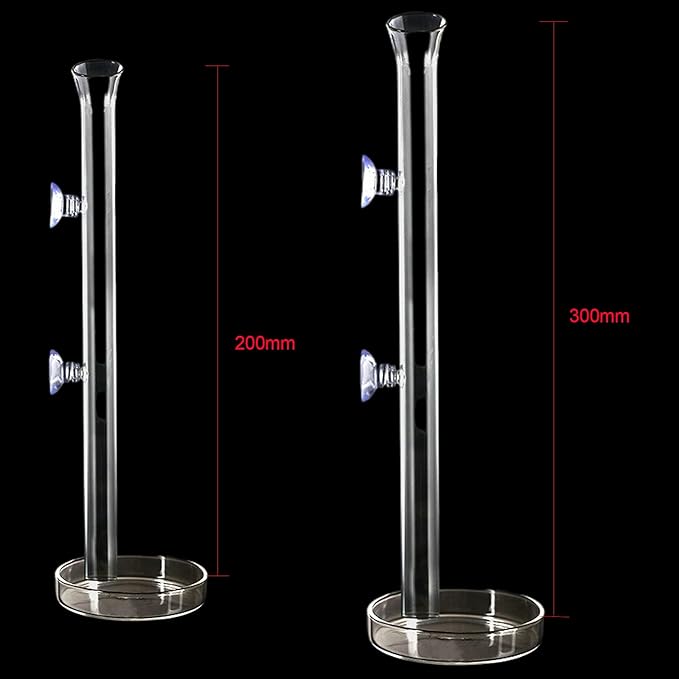 200MM Aquarium Shrimp Feeding Tube and Dish Tube Glass Fish Feeder Tube with Glass Bowl and Suction Cups for Fish Tank Aquarium Shrimp Fish Dish