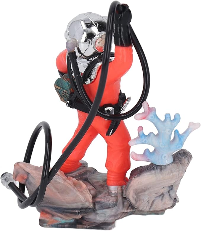 Zerodis Diver Aquarium Decoration, Diver Fish Ornament Aquarium Decorations Kit Floating Device Aquarium Accessories Ornament Play Toy for Fish (Red)