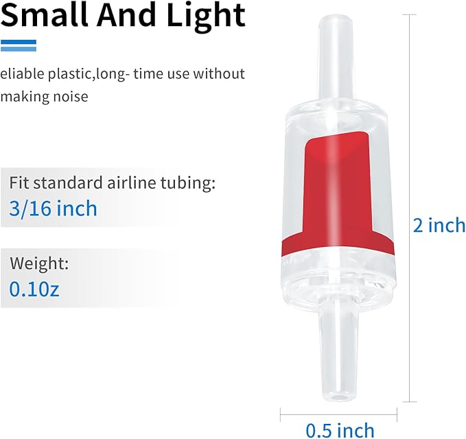 AQUANEAT Aquarium Check Valve, One Way Non Return Valve for Air Pump,Fit for 3/16 Inch Airline Tubing, Fish Tank Accessories, 10pcs (Red)