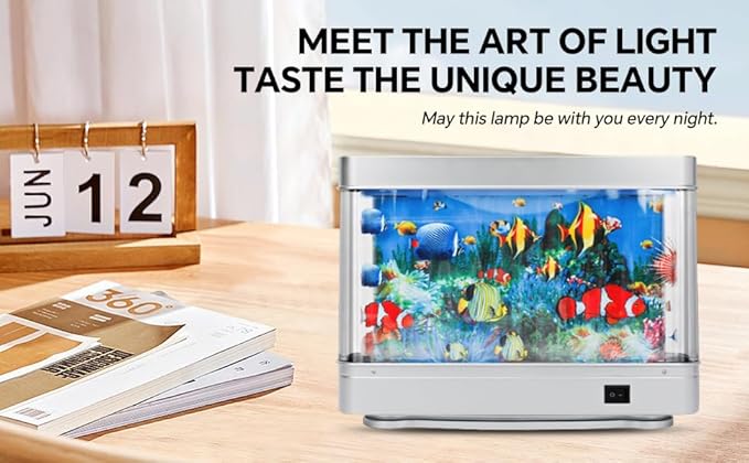 Fake Fish Tank Mini Aquarium,Virtual Ocean Motion Artificial Tropical Fish Decorative, Aquarium Lights Motion Lamp Night Light with Moving Fish(USB)