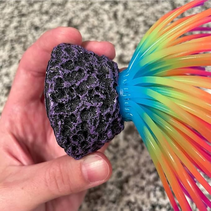 COLORLIFE Glow Rainbow Sea Urchin Aquarium Decor - Realistic Silicone Ornament with Weighted Base for Freshwater & Saltwater Fish Tanks