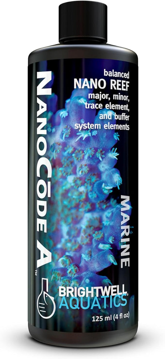Brightwell Aquatics NanoCode A – Balanced Calcium, Magnesium & Trace Elements for Nano Reef Aquariums – Supports Coral Growth & Aragonite Formation – No Phosphate or Silicate, 125 ml