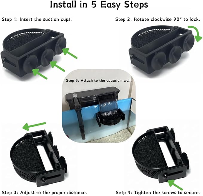 Aquarium Filter Baffle with Suction Cups, Fish Tank Flow Controller, Water Surface Calmer & Flow Reducer for Betta Fish and Shrimp (Black)
