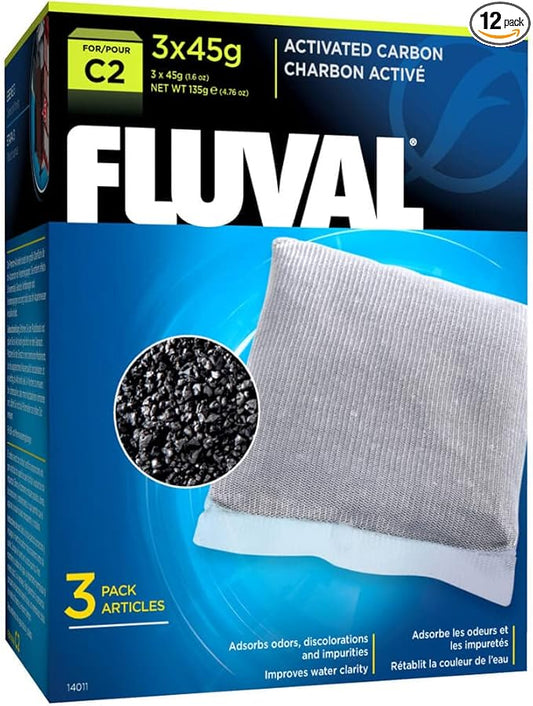 Fluval C2 Activated Carbon, Replacement Aquarium Filter Media, 3-Count, 14011 (Pack of 12)