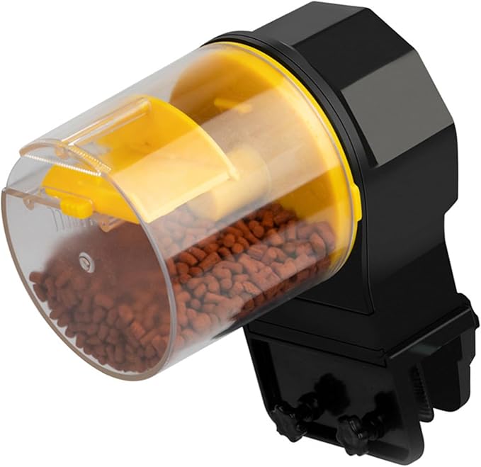 Yctze Fish Tank Automatic Feeder with Intelligent Timer, 210ml Large Capacity for Small Fish & Turtles (Yellow)