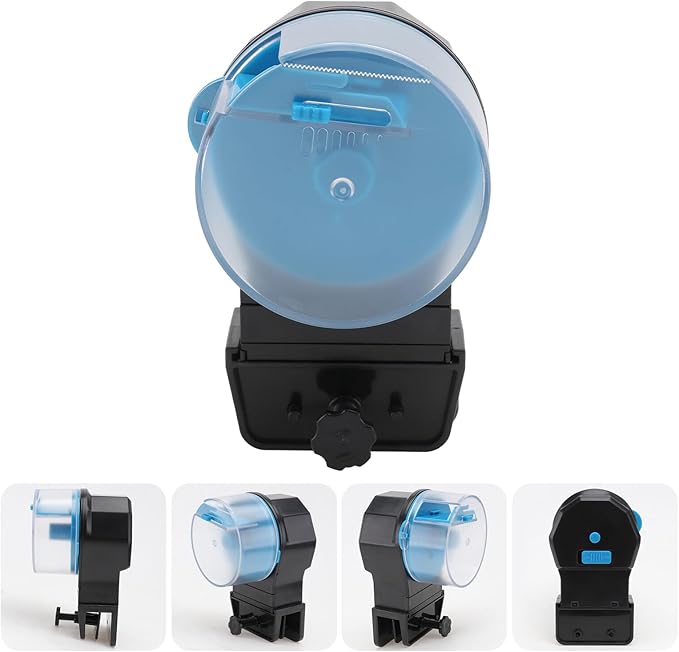 BESTYASH Automatic Fish Feeder Aquarium Feeding Accessories Intelligent Turtle Feeder Blue Color Battery Not Included Suitable for Fish Tank and Turtle Feeding