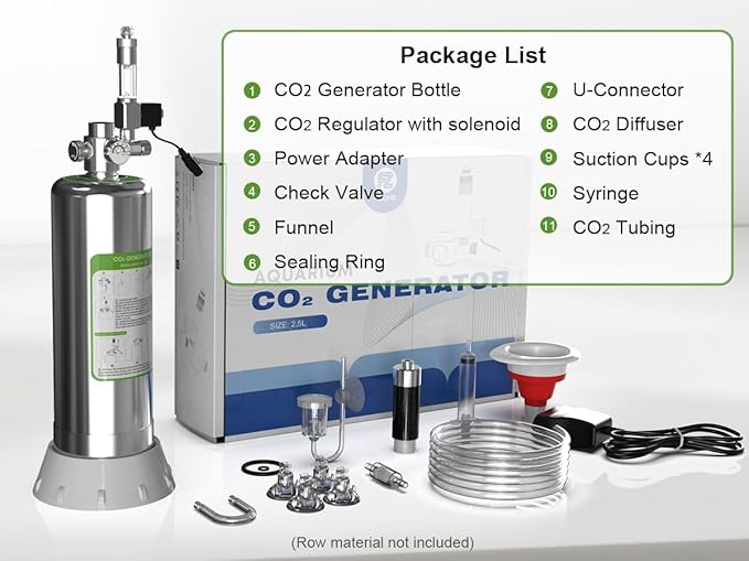 FZONE 2.5L Upgraded Aquarium CO₂ System with Complete Accessories, CO₂ Generator kit with Integrated Solenoid & Bubble Counter, Safety Valve, Main Switch for Planted Tanks