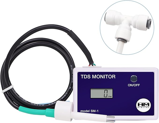 Digital SM-1 in-Line Triple TDS Monitor, 0-9990ppm Range, +/- 2% Readout Accuracy,for Aquarium