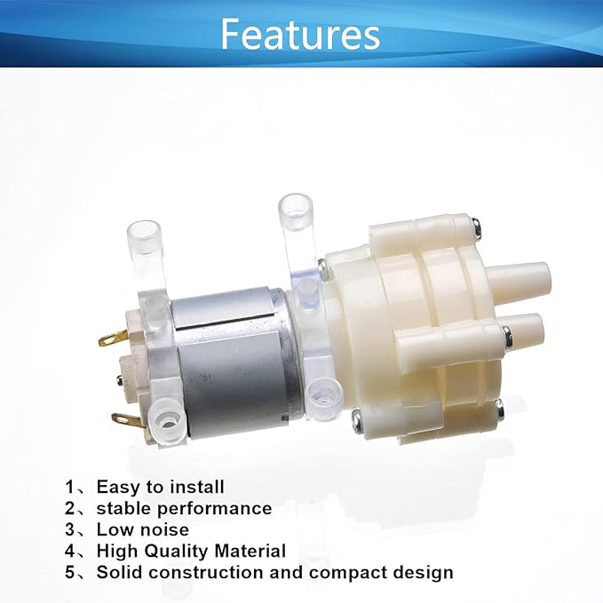 Heyiarbeit 5-12V Electric Diaphragm Pump Water Pumps Self Priming 1.5-2L/Min DC Diaphragm Pump 7mm for Tea Machine Aquarium Water Cooling Fish Tank 1PCS