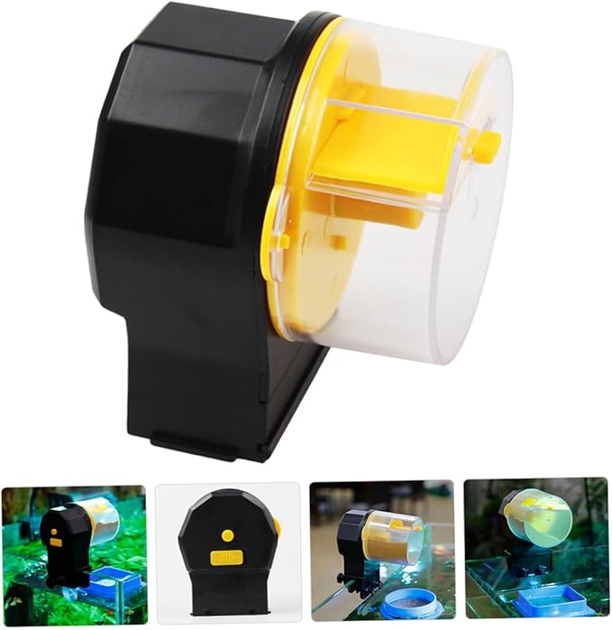 Artibetter Automatic Fish Feeder for Aquarium Small Tank Adjustable Timer Fish Food Vacation Feeder Yellow Without Battery