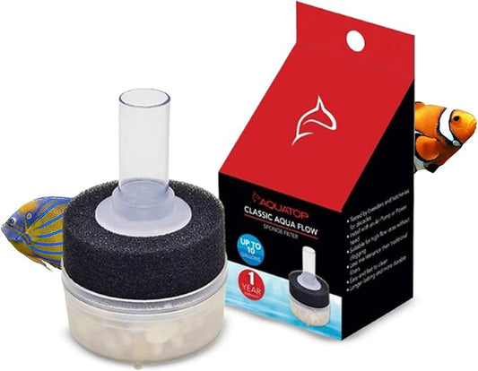Aquatop Internal Sponge Filter for Aquariums – for Tanks Up to 10 Gallons, Easy to Clean and Maintain, Economical and Durable Filtration, CAF-10
