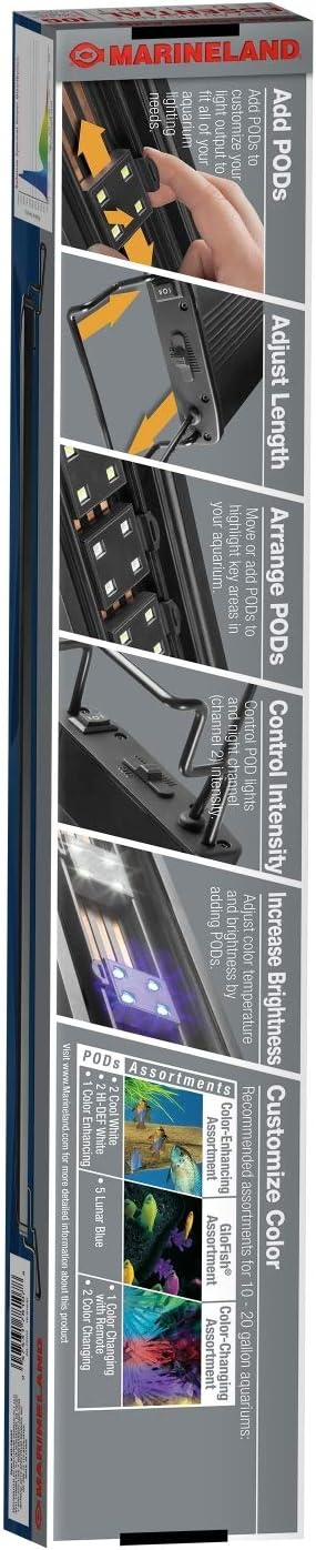 Marineland Fully Adjustable Essential LED Light for 10 Gallon Aquariums, Customizable Lighting