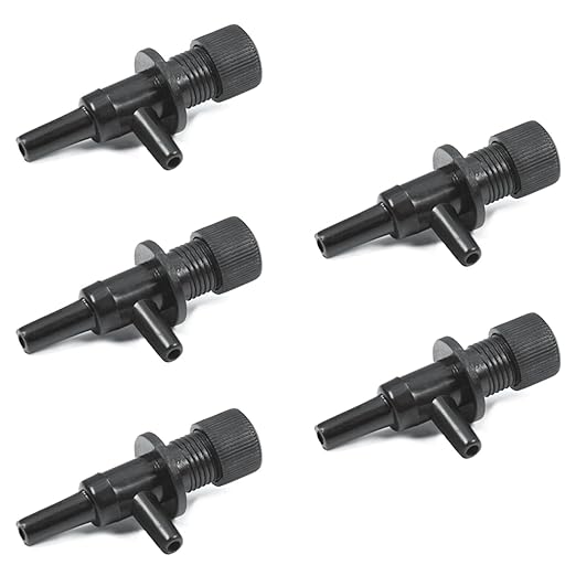 MroMax Aquarium 2 Way Air Line Plastic Regulator Connector for Fish Tank Pump 4mm/0.16", Black 5 Pcs