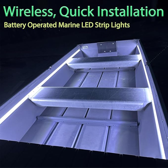 Shangyuan Marine LED Strip Lights with Battery Box for Pontoon Under Deck Lights, Battery Operated Boat Interior Lights for Fishing Sailboat Kayak, Boat Accessories, 5m (16.4ft) (white)