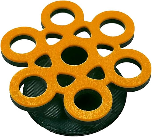 GlowRack UV Sand Frag Rack – Reef-Safe Coral Propagation Holder | Holds 7 Standard ½” Frag Plugs | Low-Profile, Substrate Base | Glows Under Reef Lighting | Handmade Aquarium Decor (UV Orange)