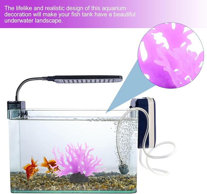 Kisangel Artificial Coral Ornament Aquarium Decor Fish Tank Landscape Faux Coral Branch Simulated Sculpture 7.87X5.51X1.77 Inch Marine Theme Home Office Decoration