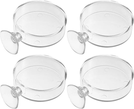 4pcs Aquarium Shrimp Feeder Dish Acrylic Fish Tank Feeding Bowls Round Clear Dishes Tray with Suction Cups Suitable for Fish Shrimp and Benthic Animals (Transparent)
