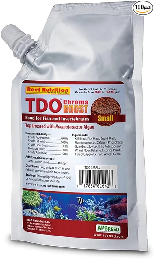 TDO Chroma Boost 3 Oz Reef Nutrition Pellet Aquarium Fish Food (Small Pellet 0.8-1.4mm for 1"-2" Fish)