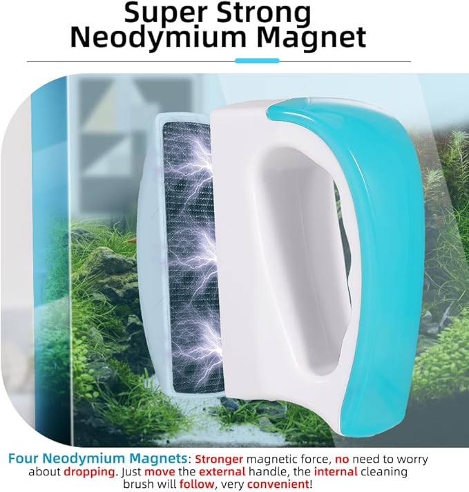 DaToo 2 Pieces Aquarium Magnetic Brush Glass Fish Tank Algae Scrapers Glass Cleaner Floating Scrubber Aquarium Clean Brush (Size S)