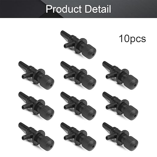 MroMax Aquarium 2 Way Air Line Plastic Regulator Connector for Fish Tank Pump 4mm/0.16", Black 10 Pcs