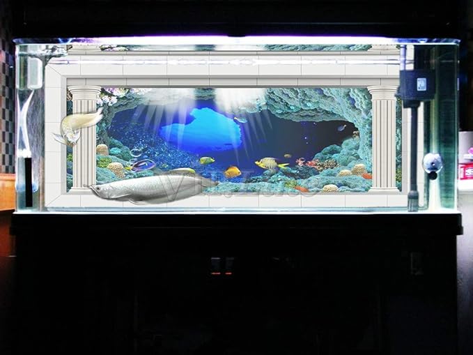 Seabed Wreck Aquarium Background Poster HD Fish Tank Decorations Landscape Backdrop (48" x 16"/ 122 x 41cm)