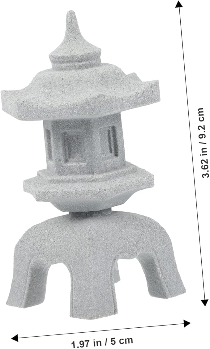 Stone Lamp Shape Aquarium Ornament 3.62X1.96X1.85In Fish Tank Decoration Micro Landscape Decor for Bonsai Garden and Aquatic Pets