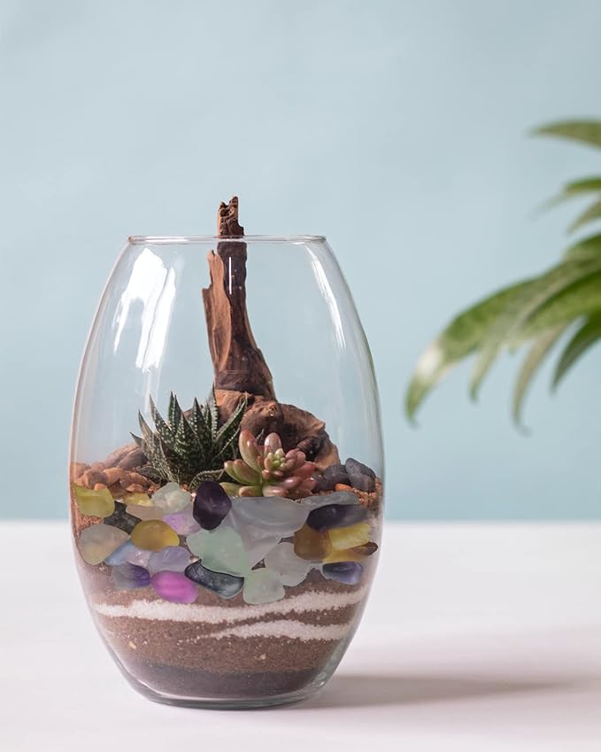 2 Lb/920g Pebbles for Indoor Plants, Bamboo, Crafts, 0.2-0.35" Small Plant Pebbles for Pots Indoor Drainage, Fluorite Crystal Chips, Decorative Gravel for Aquarium, Fish Tank