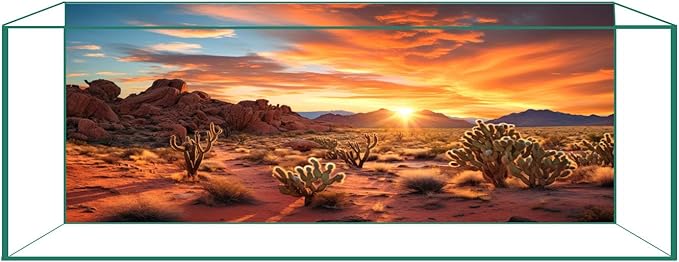 Aquarium Background & Terrarium Background – Ultra HD Static Cling, Tape-Free, Desert Sunset Design for Reptile Tank Decorations, Perfect for Bearded Dragon and Leopard Gecko Tanks 17.7 X 35.4 Inches