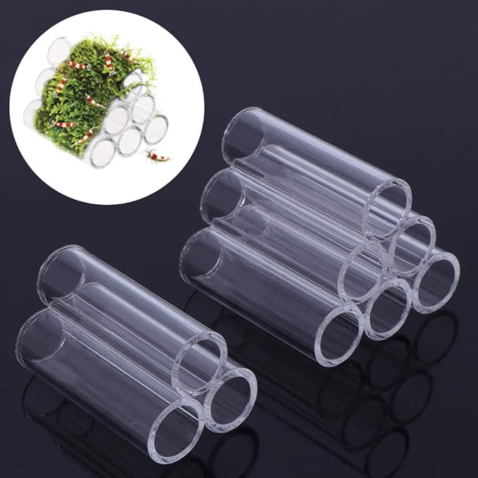 Aquarium Shrimp Shelter Tube Cave Clear Acrylic Habitat Breeding House Fish for Tank Decor 3 or 6 Tubes Betta Hideo Aquarium Heater Light Thermometers Gravel Sand Decorations
