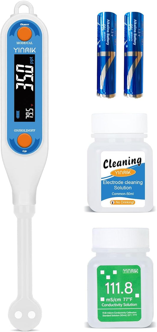 YINMIK Food Salinity Meter Salt Meter, Digital Salt Tester for Food, Food Sodium Tester, Sodium Checker at Home with 3 Salt Modes - PPT% SG, Portable Sodium Chloride Reader, Sodium Tester for Water