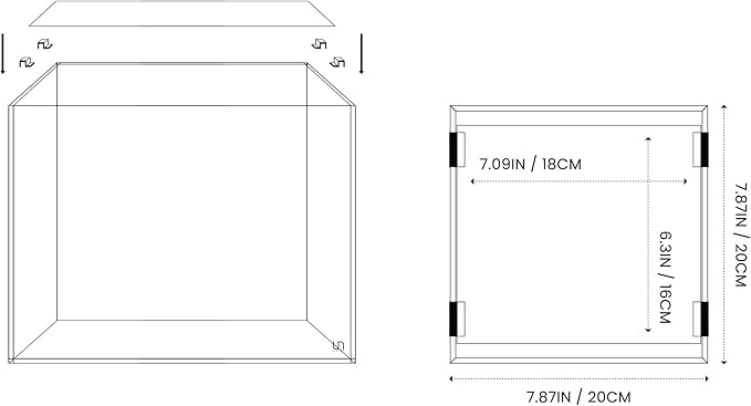 Ultum Nature Systems Tank Lid - Clear Frameless Cover for Rimless Aquarium - 20C, 20T (Lid + Clips)