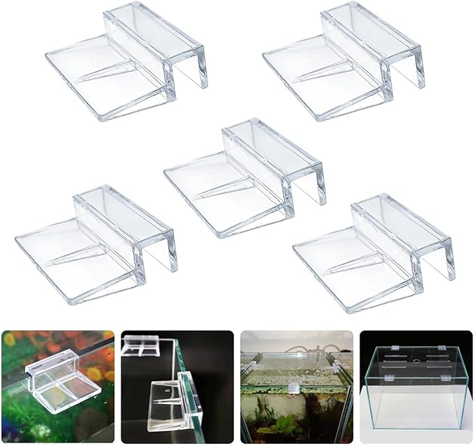 40 Pcs Fish Tank Lid Acrylic Holders – Secure Bracket Support for Rimless Aquarium Glass(Clip Width 12mm)