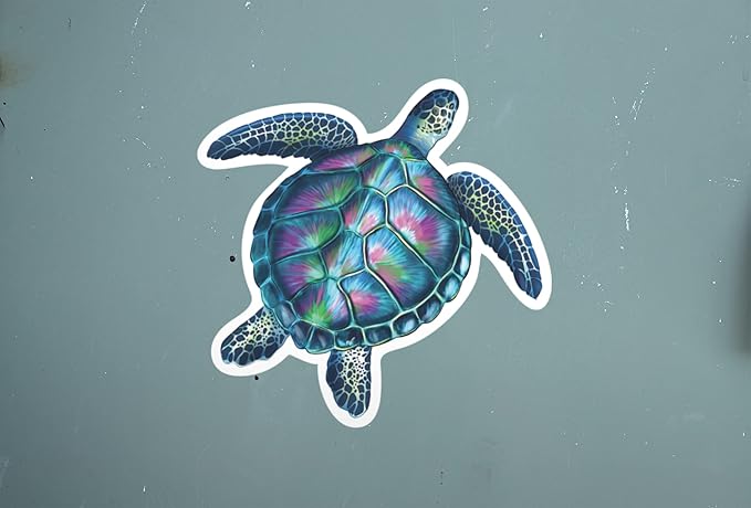 Sea Turtle 5 Inch Waterproof Decal Sticker Coral Reef Crab Fish Seaweed Jellyfish Marine Life Mermaid Ocean Sea Seahorse Whale Starfish Shark Ocean Beach Sand CS1416-2PK
