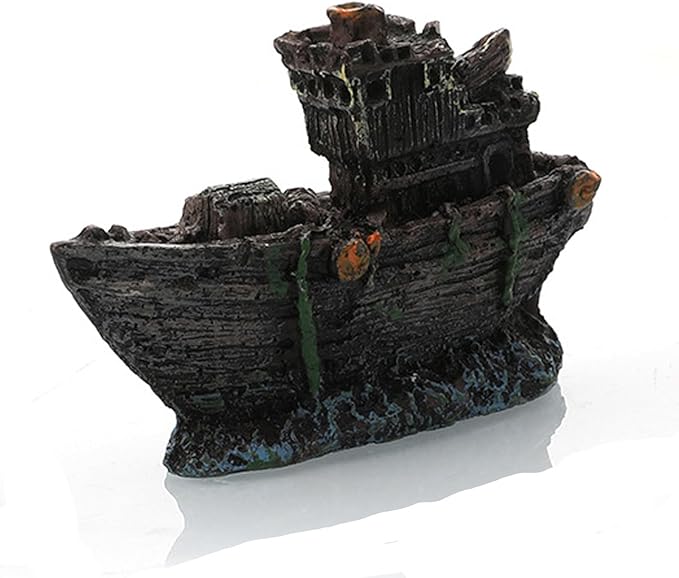 Aquarium Decor,Shipwreck Ornament Decoration,Sunken Ship Decor for Aquarium Fish Tank GC0589