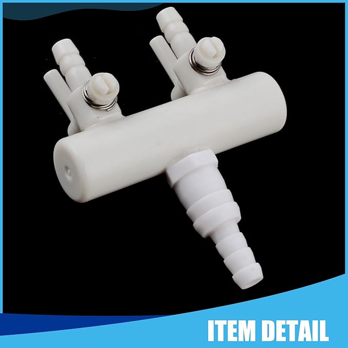 Plastic Air Splitter, 2-Way Air Flow Pump Tubing Splitter Control Valve, Air Divider for Aquarium Tank, 2X 2.5 inch (White)