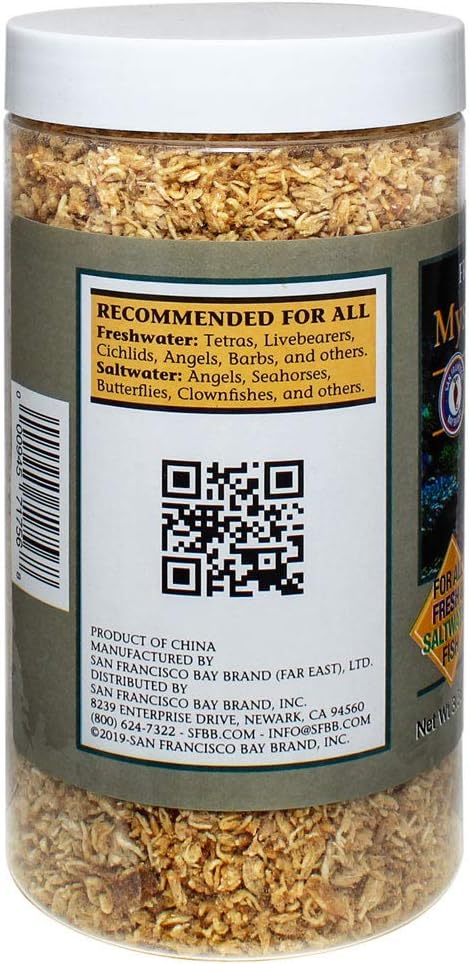 San Francisco Bay Brand Freeze-Dried Mysis Shrimp - Premium Fish Food, Tropical Fish Food, Shrimp Food - Ideal for Freshwater and Saltwater Fish, Cichlids, Angels, Seahorses - 3.56 oz (101g)