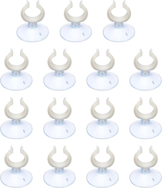 Aquarium Suction Cups, Fish Tank Suction Cups Clips Airline Tube Holders Clamps (Plastic, 15Pcs, Clear) for 0.9" Fish Tank Airline Tubing Binding Moss Shrimp Nest, 23x45MM