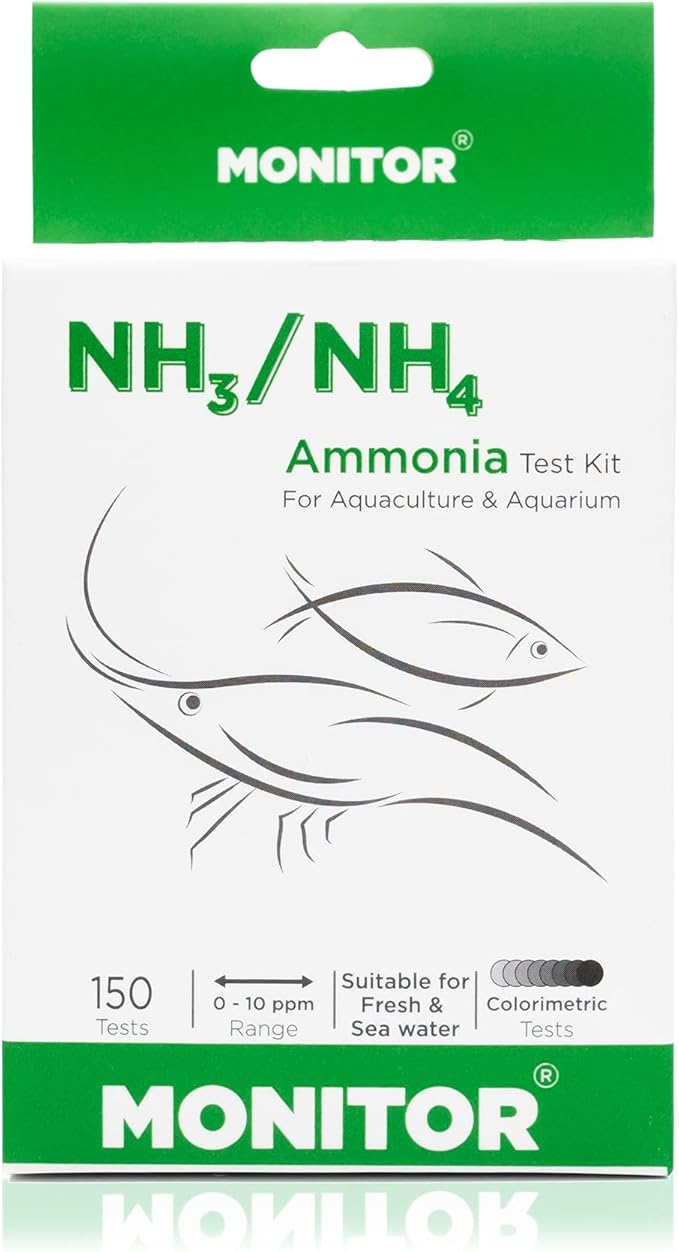Monitor Ammonia Test KIT (150 Tests) - Monitor Aquarium and aquaculture Water Quality
